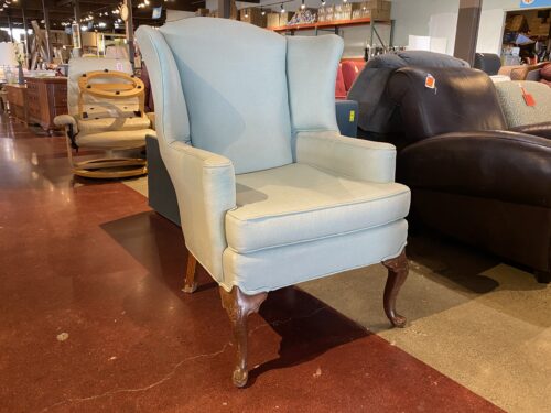 Elegant Eggshell Blue Wingback Armchair