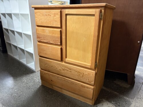Solid Maple 5-Drawer Single Door Armoire