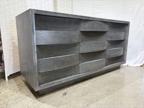 Distressed Zinc 15 Drawer Dresser with Push to Open Drawers