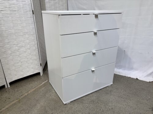 White 4-Drawer Dresser with Drawer Interlocking System
