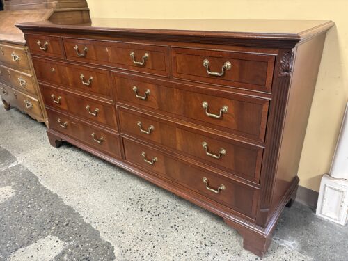 ETHAN ALLEN Vintage 9-Drawer Cherry Stained Longboy Dresser