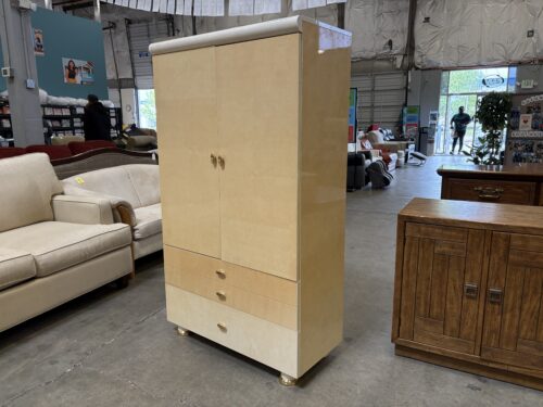 Honey and Cream Made in Italy High Gloss Lacquer Art Deco Accent Cabinet