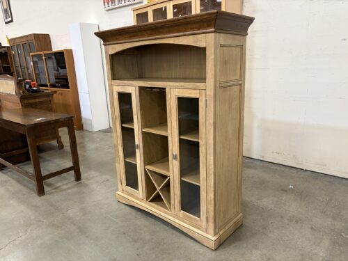 Farmhouse Style Wine Storage Cabinet with Rustic Natural Finish
