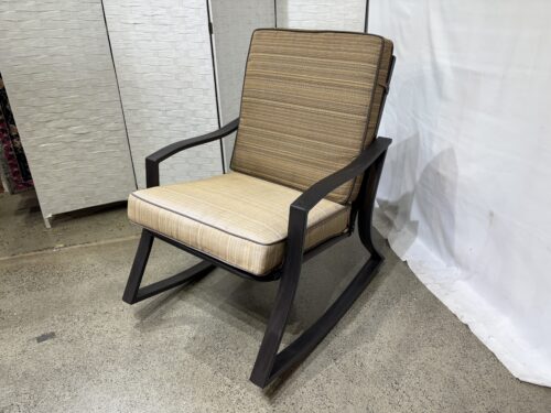 Outdoor Rocking Chair with Brown Striped Cushions