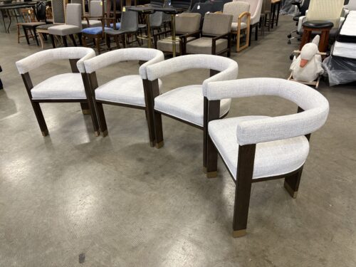 Modern Dark Finished Barrel Bach Dining Chair with Gold Tone Capped Legs (Set of 4)