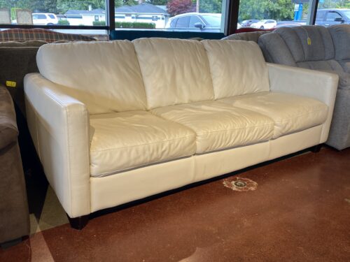 NATUZZI EDITIONS Cream Leather 3-Seater Sofa