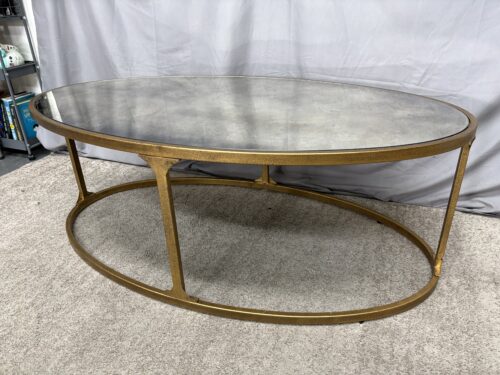 ASHLEY Antique Brass Oval Smoked Glass Coffee Table