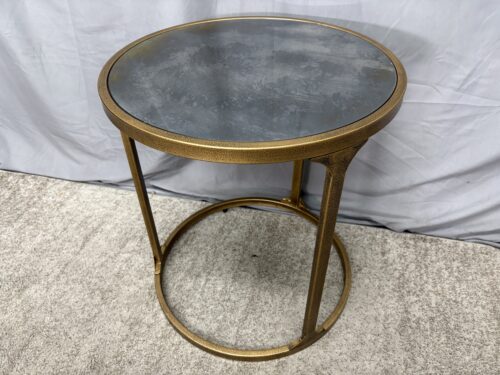 ASHLEY Antique Brass Oval Smoked Glass Side Table