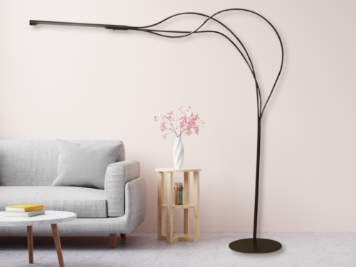 ROCHE BOBOIS Vibrato Contemporary Black Offset Floor Lamp with Foot Switch