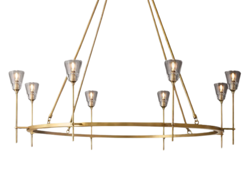RESTORATION HARDWARE Torche De Verre Brass Round Chandelier (FRAME ONLY)