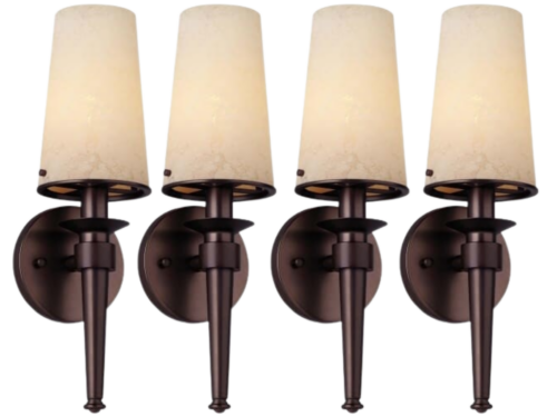 FORECAST LIGHTING Bronze Opaque Milk Glass Shade Wall Sconce (Set of 4)