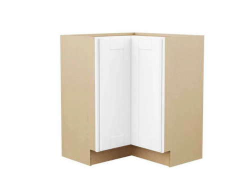 NEW! HAMPTON BAY Shaker Assembled Corner Lazy Susan Base Kitchen Cabinet in Satin White