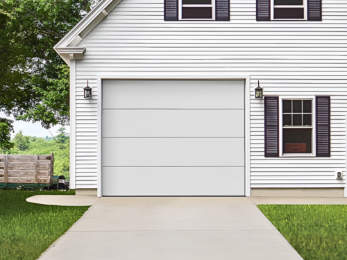 WAYNE DALTON Garage Door 9-ft x 7-ft Flush Panel White Single Classic Steel