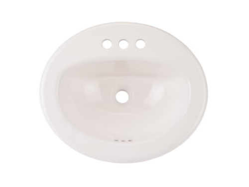 NEW! AQUASOURCE White Drop-In Oval Bathroom Sink with Overflow Drain
