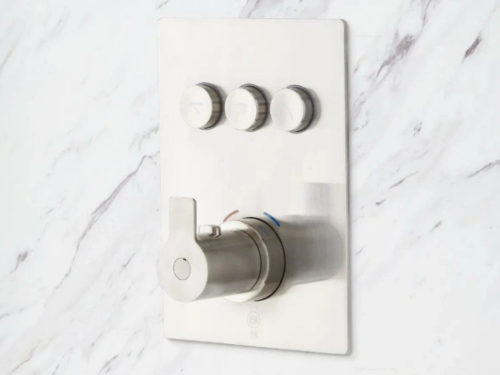 NEW! SIGNATURE HARDWARE Hollyn 3-Way Thermostatic Valve, Brushed Nickel