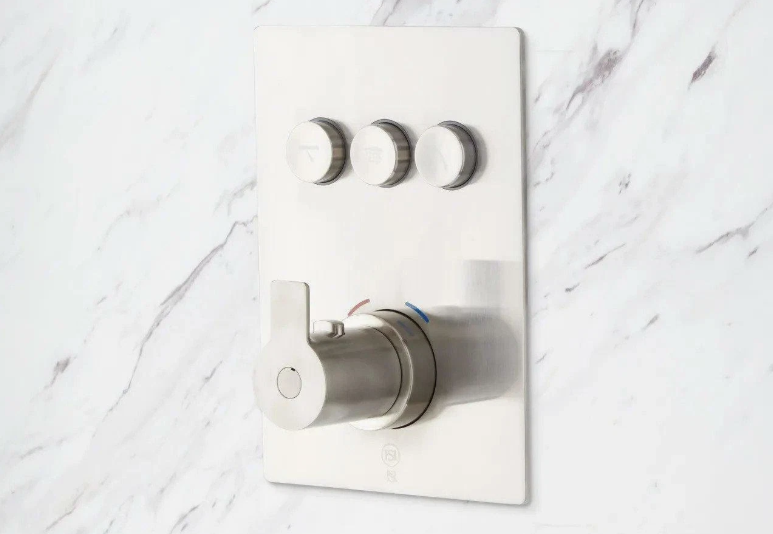 NEW! SIGNATURE HARDWARE Hollyn 3-Way Thermostatic Valve, Brushed Nickel