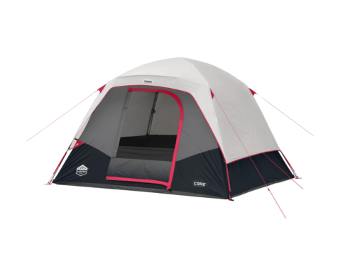 CORE 6 Person Lighted Dome Tent in Grey