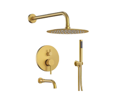 EVERSTEIN 10" High-Pressure Rainfall Shower System in Brushed Gold