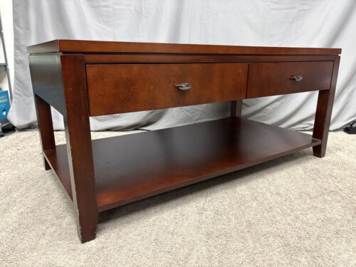 CRATE & BARREL Kingston Dark Cherry Finish 2-Drawer Coffee Table