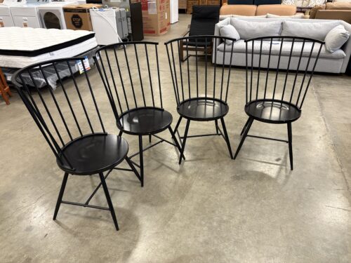 Black Wood and Metal Round High Spindle Back Dining Chair (Set of 4)