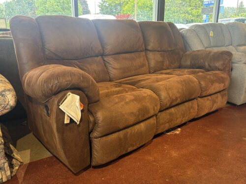 BENCHCRAFT Cognac Brown Manual Recliner Sofa