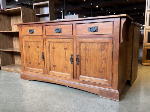 Mission Style 3-Drawer Buffet w/ Shallow Shelves