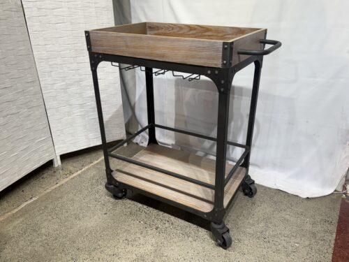 Industrial Rolling Bar Cart w/ Locking Wheels