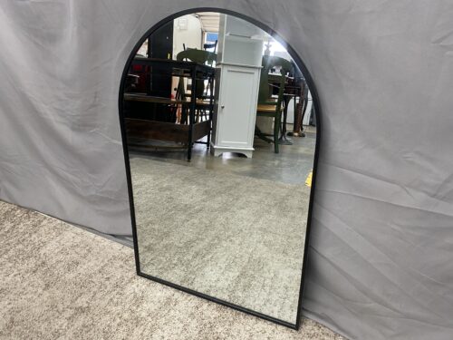 Small Black Arched Metal Mirror