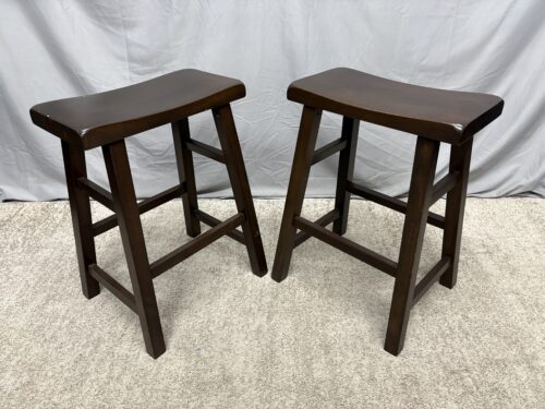 Dark Wood Backless Counter Stool (Set of 2)