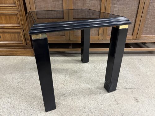 DREXEL HERITAGE Vintage Black & Gold Trim Post Modern Square End Table