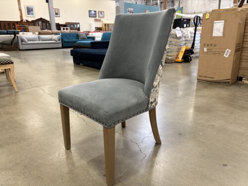 PIER 1 IMPORTS Slate Grey Damask Back Armless Accent Chair with O-Ring Detail