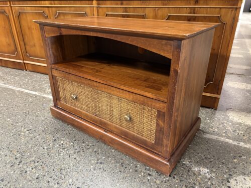 PIER 1 Light Wood Cane Drawer Media Stand