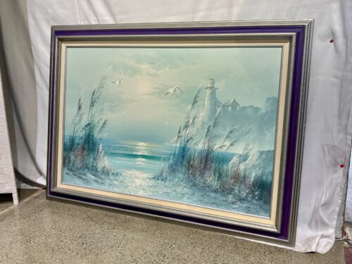 Misty Lighthouse Original Oil Painting