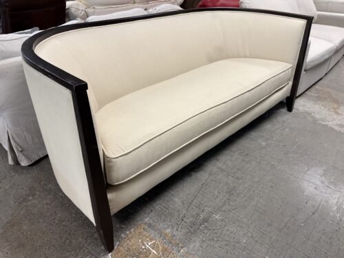 SCHNADIG Cream Fabric Curved Back Art Deco Sofa
