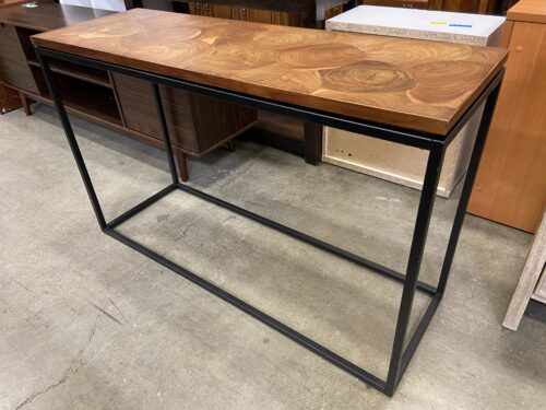 WORLD MARKET Light Stained Heartwood Grain Top Metal Console Table