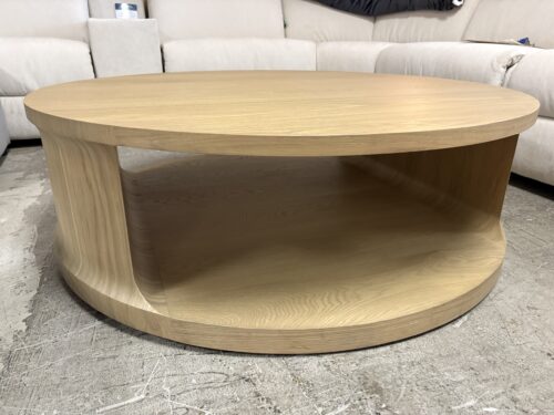 RESTORATION HARDWARE Baron Greige Oak Round Coffee Table