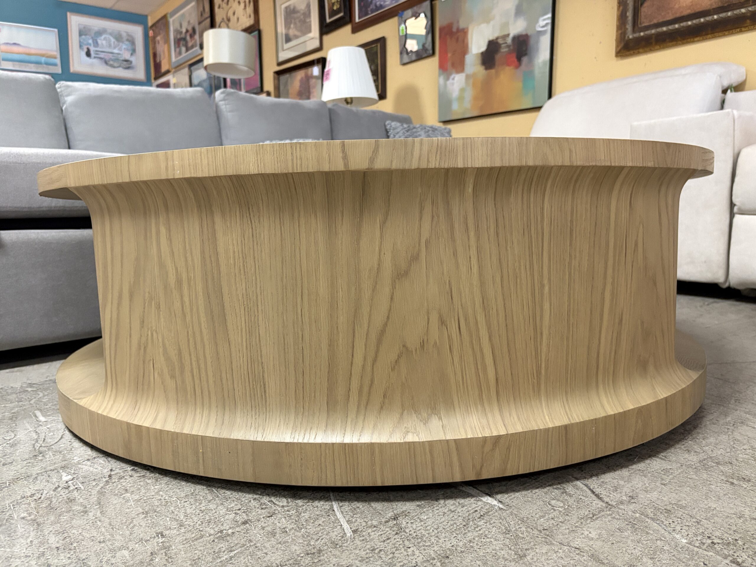 RESTORATION HARDWARE Baron Greige Oak Round Coffee Table