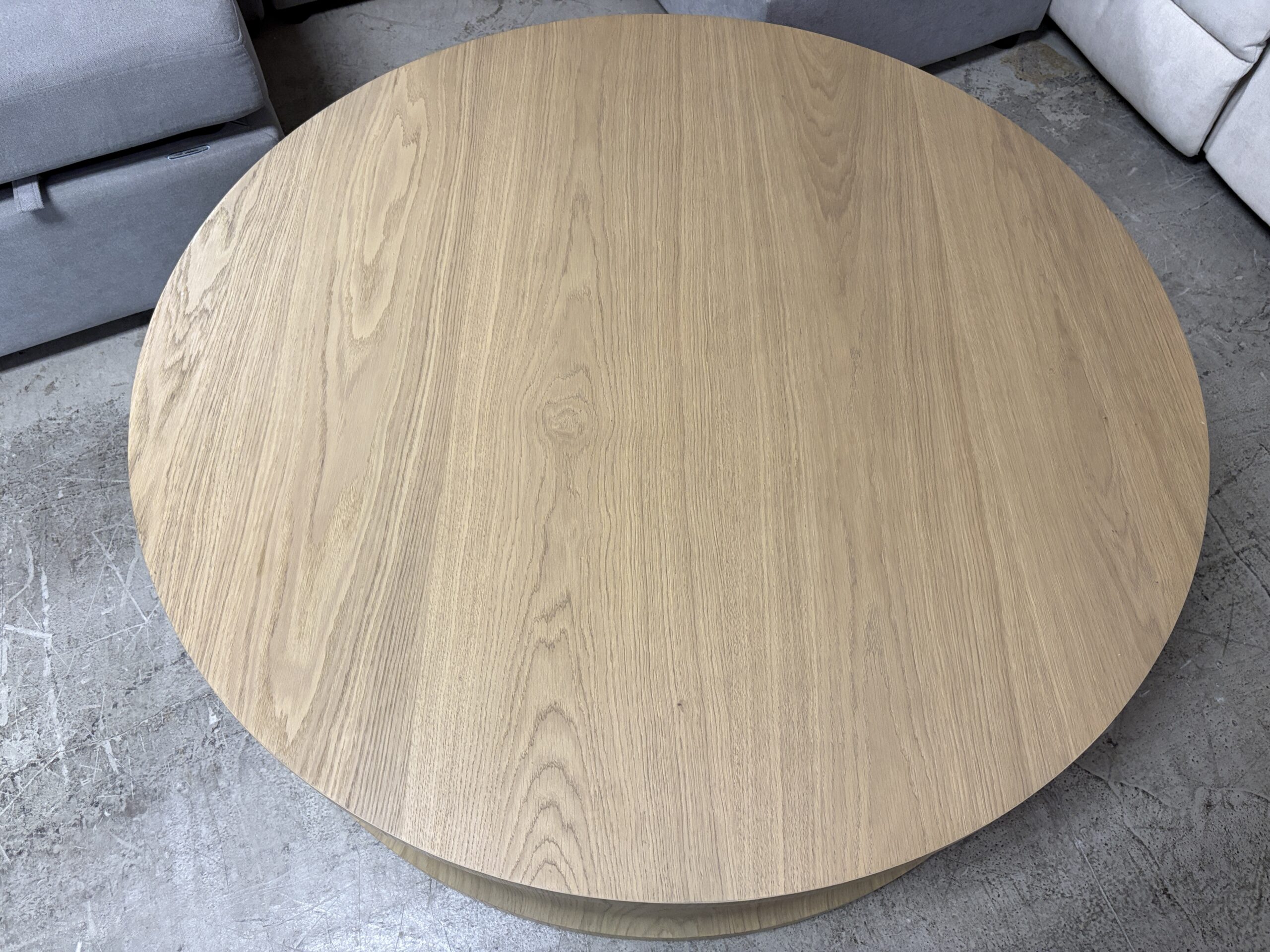 RESTORATION HARDWARE Baron Greige Oak Round Coffee Table