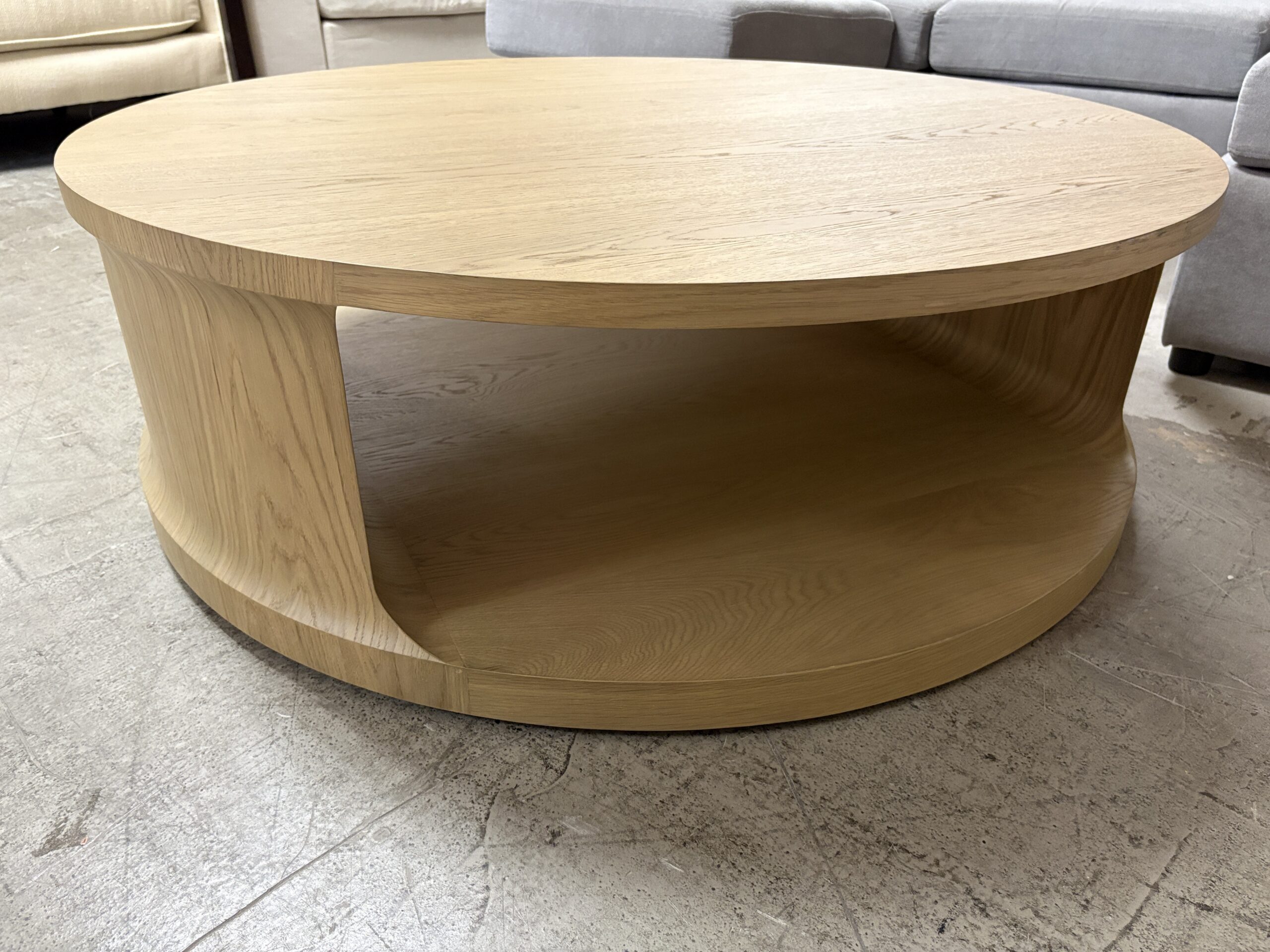 RESTORATION HARDWARE Baron Greige Oak Round Coffee Table