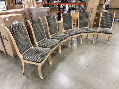 Natural Finish Dining Chair with Black Weave Design (Set of 6)
