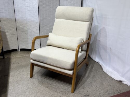 High Back Mid Century Modern Style Armchair