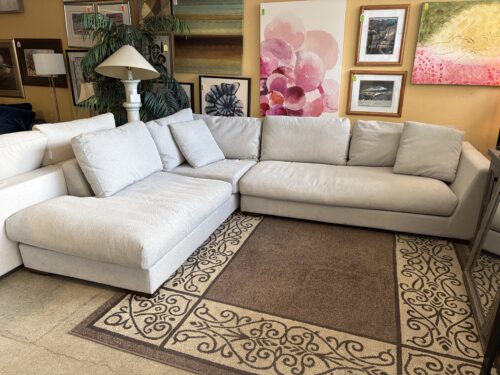 HENREDON Larkin Light Grey Fabric Sectional w/ Chaise
