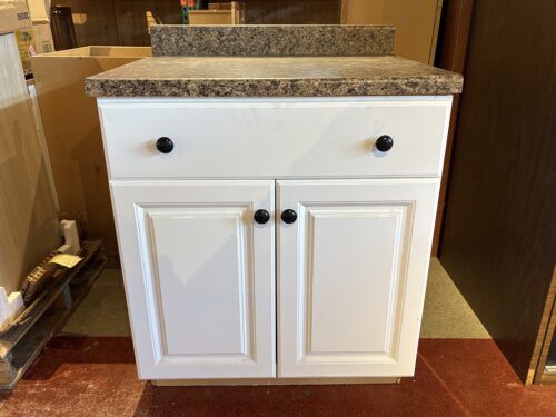 White Single Drawer Cabinet w/ Laminate Countertop