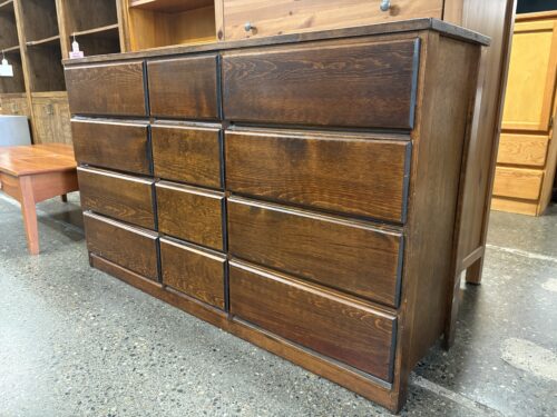 Dark Wood Vintage Modern 12 Drawer Low Dresser