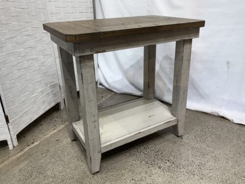 Sturdy Rustic 2-Tone Wood Solids Chairside Table
