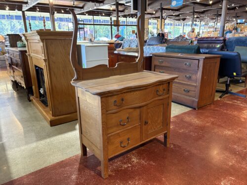 Antique 3-Drawer Washstand with Harp Towel Bar