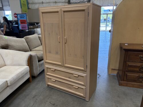 Washed Oak 3 Drawer Armoise with Curved Finger Pulls
