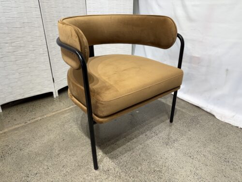 Industrial Style Brown Velvet Curved Back Accent Chair
