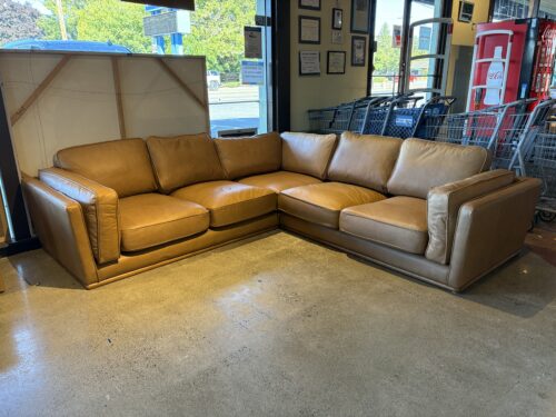 ARTICLE Timber Charme Tan Leather L-Shaped Corner Sectional
