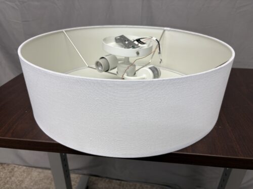 CB2 White Fabric Drum Flush Light Mount